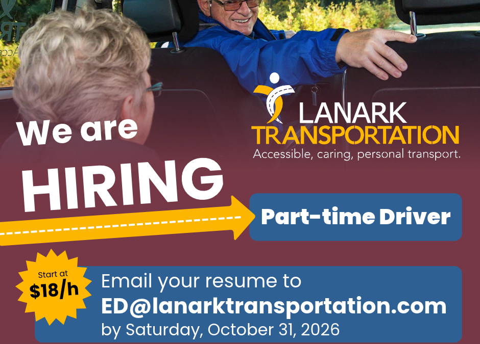 We’re hiring! Part-time driver, $18/h. Apply by October 31, 2026.